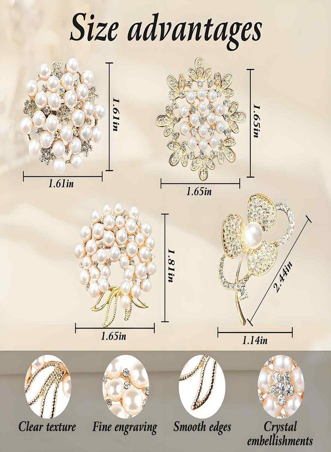 Waaqkid 4 PCS Crystal Pearl Brooches for Women, Broches para Ropa de Mujer, Brooch Pins for DIY Wedding Party - Image 2